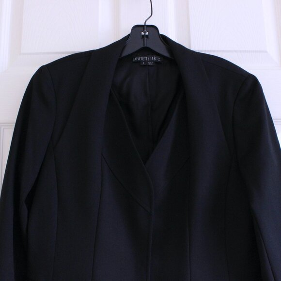 Lafayette 148 Black Wool Long Sleeve Front Pockets Snap Front Buttons Blazer - Picture 2 of 11